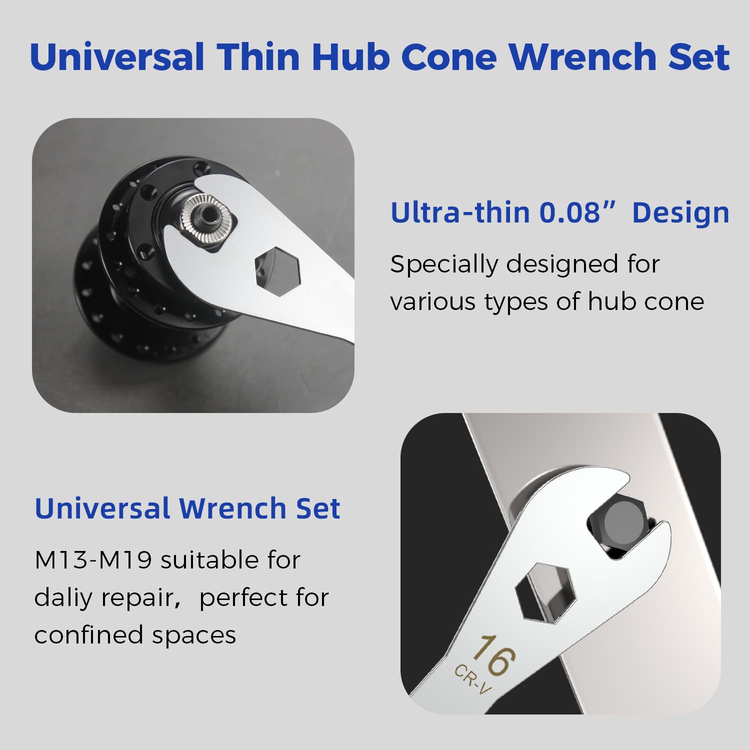 HUBAKO close-up of thin 2mm laser-cut wrench edge for improved access and precision
