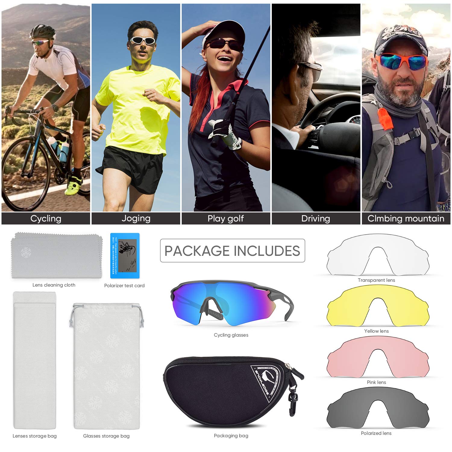 HUBO SPORTS sunglasses in hand to show lightweight TR90 scale