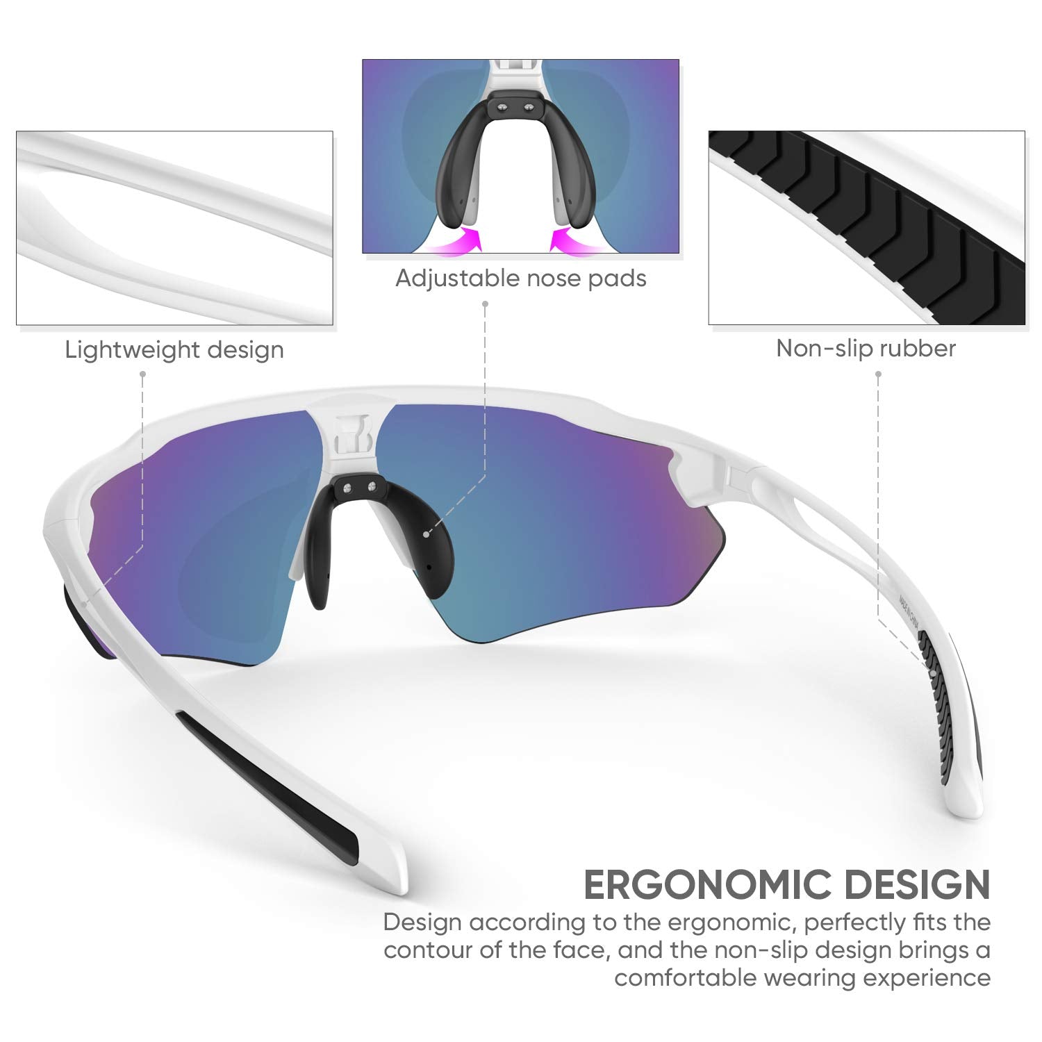 HUBO SPORTS lens venting close-up showing improved airflow to reduce fogging