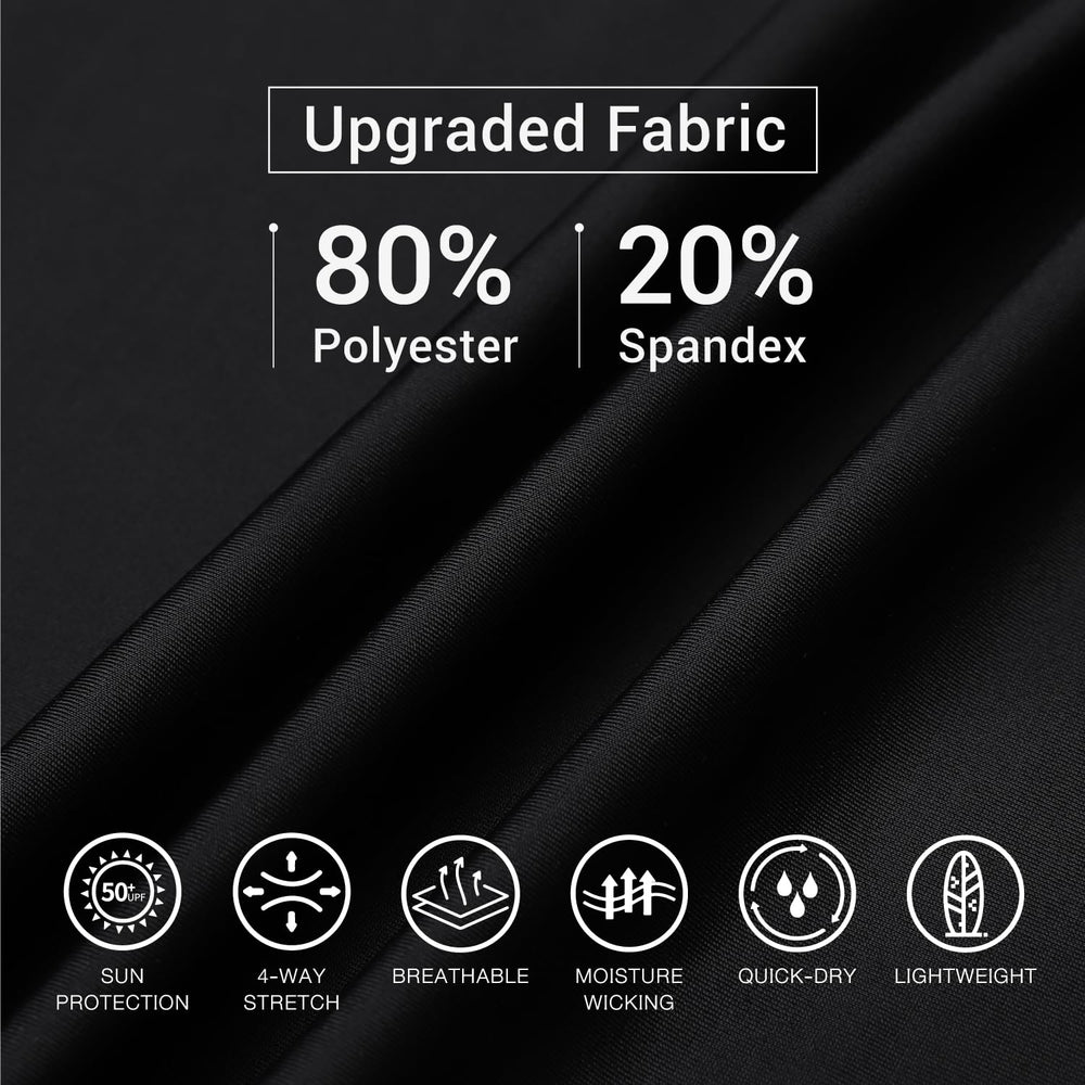 HUGE SPORTS label and care tag showing UPF 50+ feature and care tips