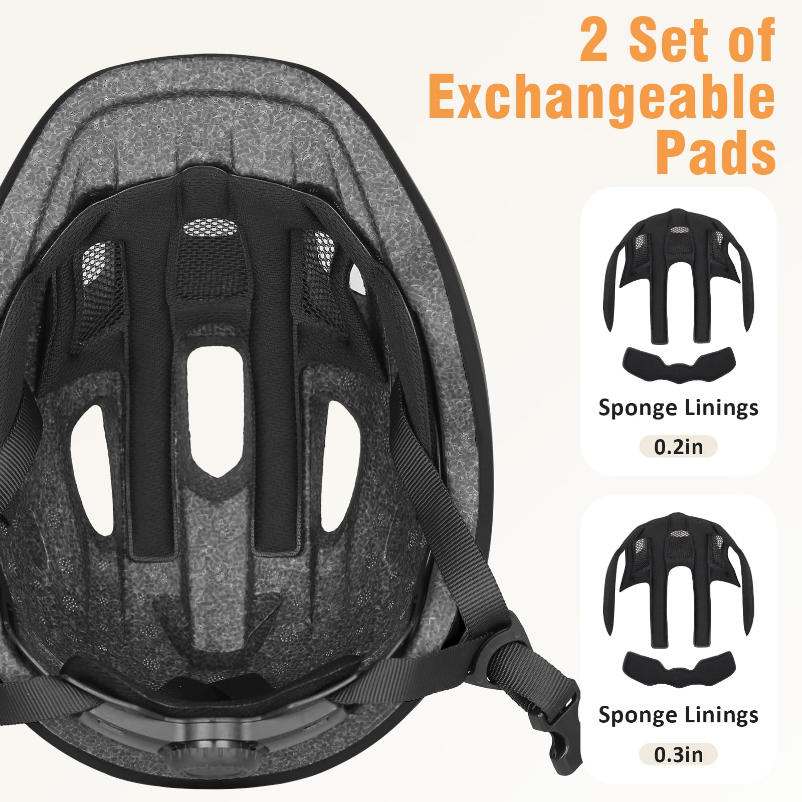 HUGGAH helmet removable lining close-up for washable comfort