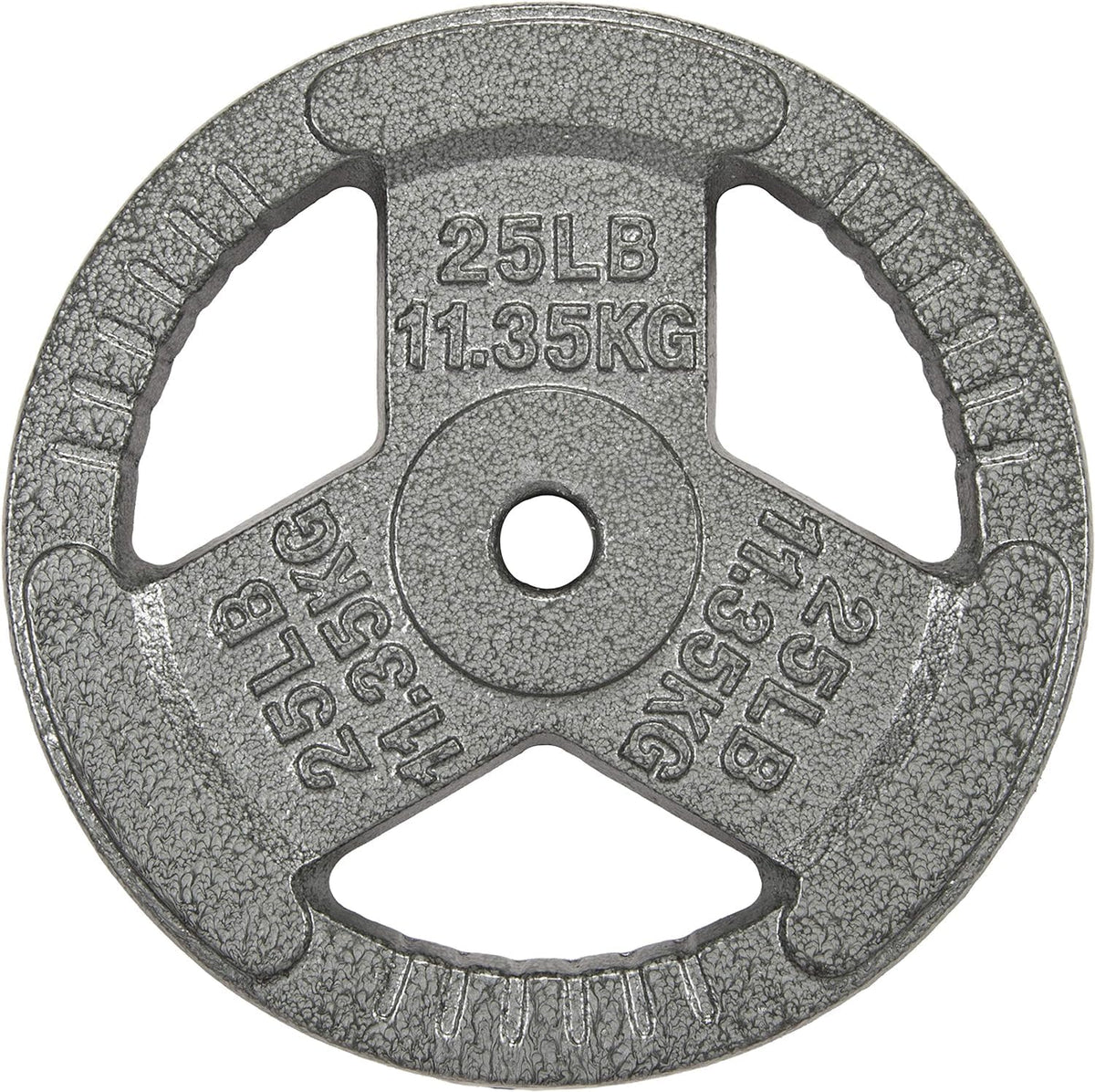 HulkFit 25 lb plate front view showing clear weight markings and compact design for easy loading