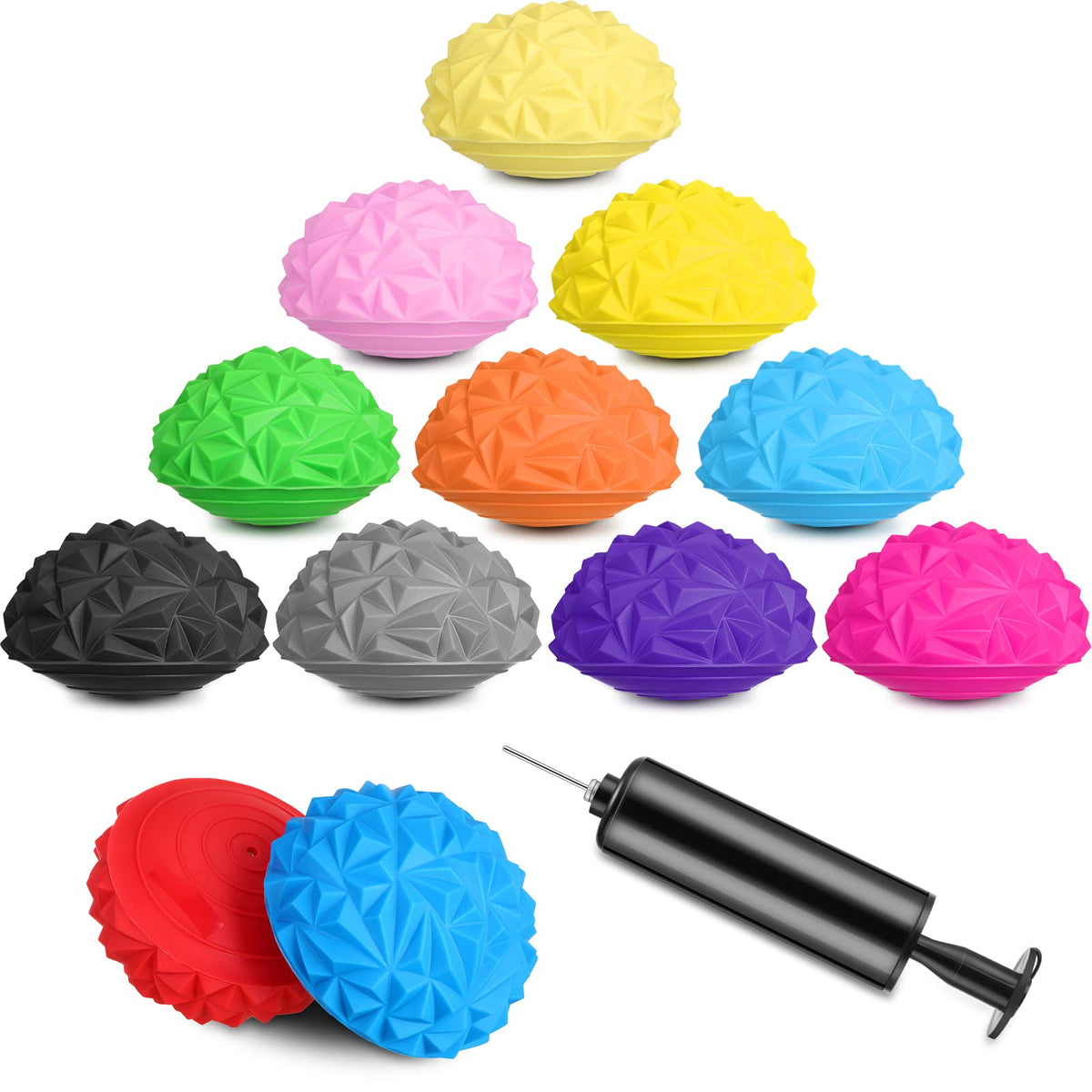 Hungdao front view of 12 colorful balance pods neatly arranged showing full set benefits