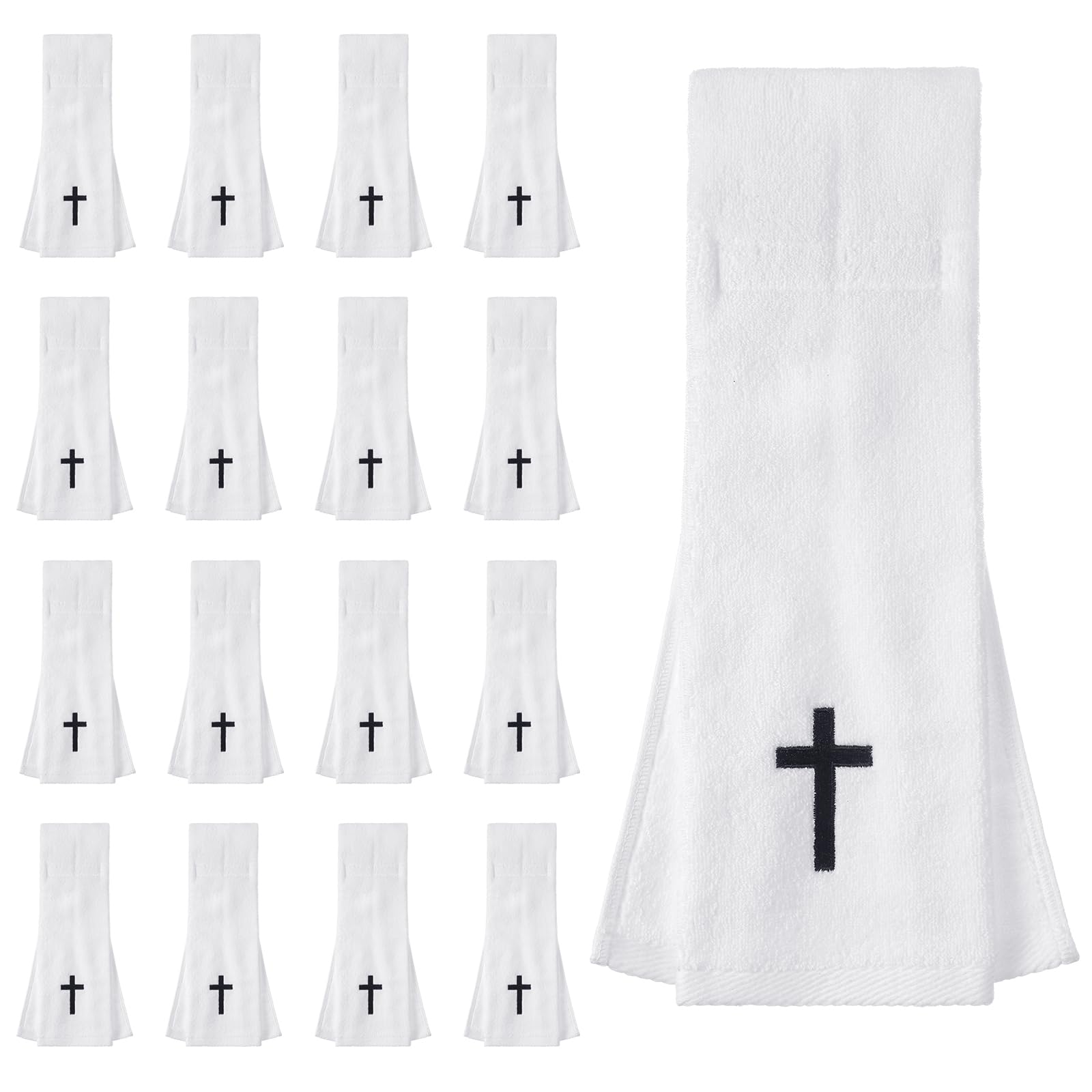 HunnmingRe front view of 16-pack towel packaging showing quantity and cross design for team use