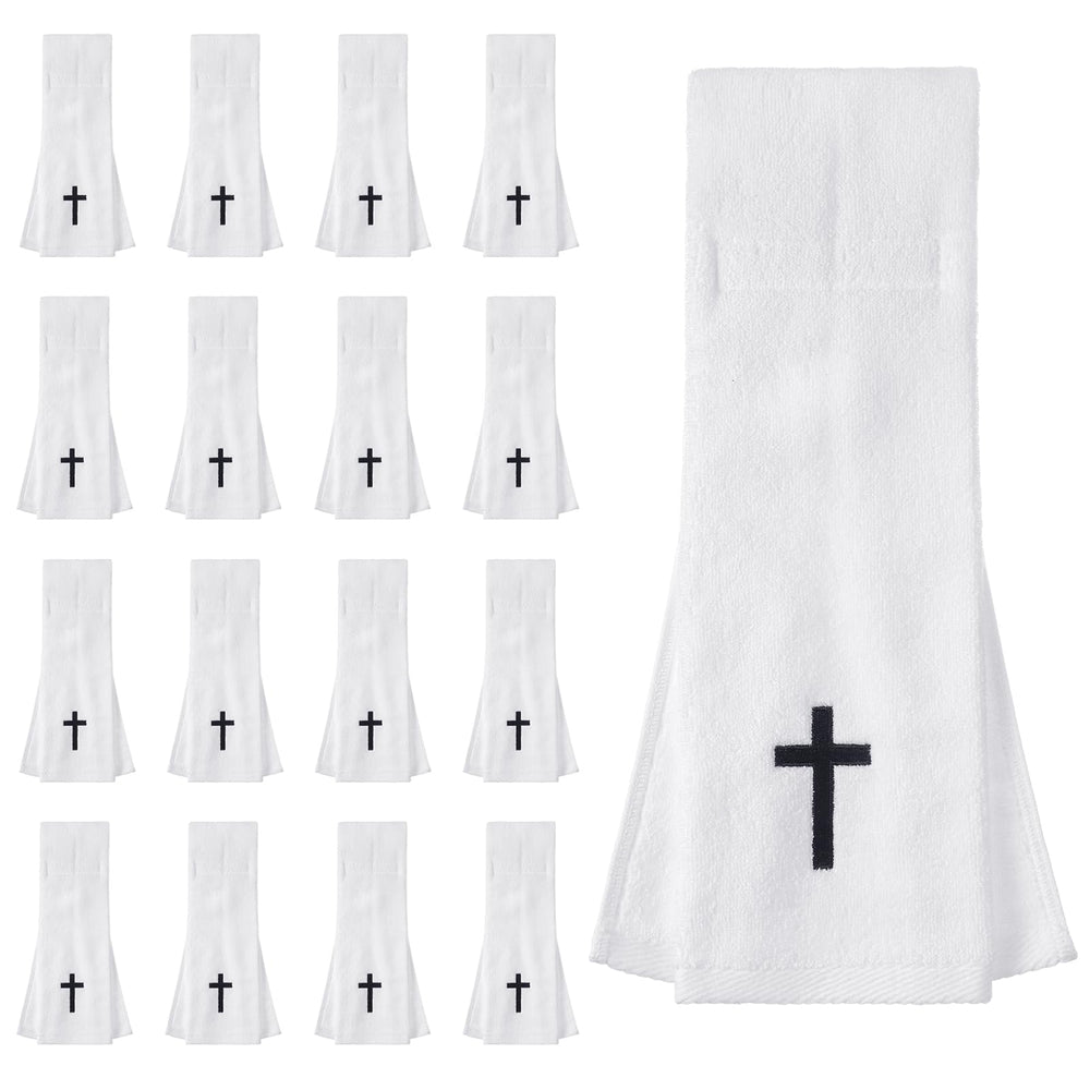 HunnmingRe front view of 16-pack towel packaging showing quantity and cross design for team use