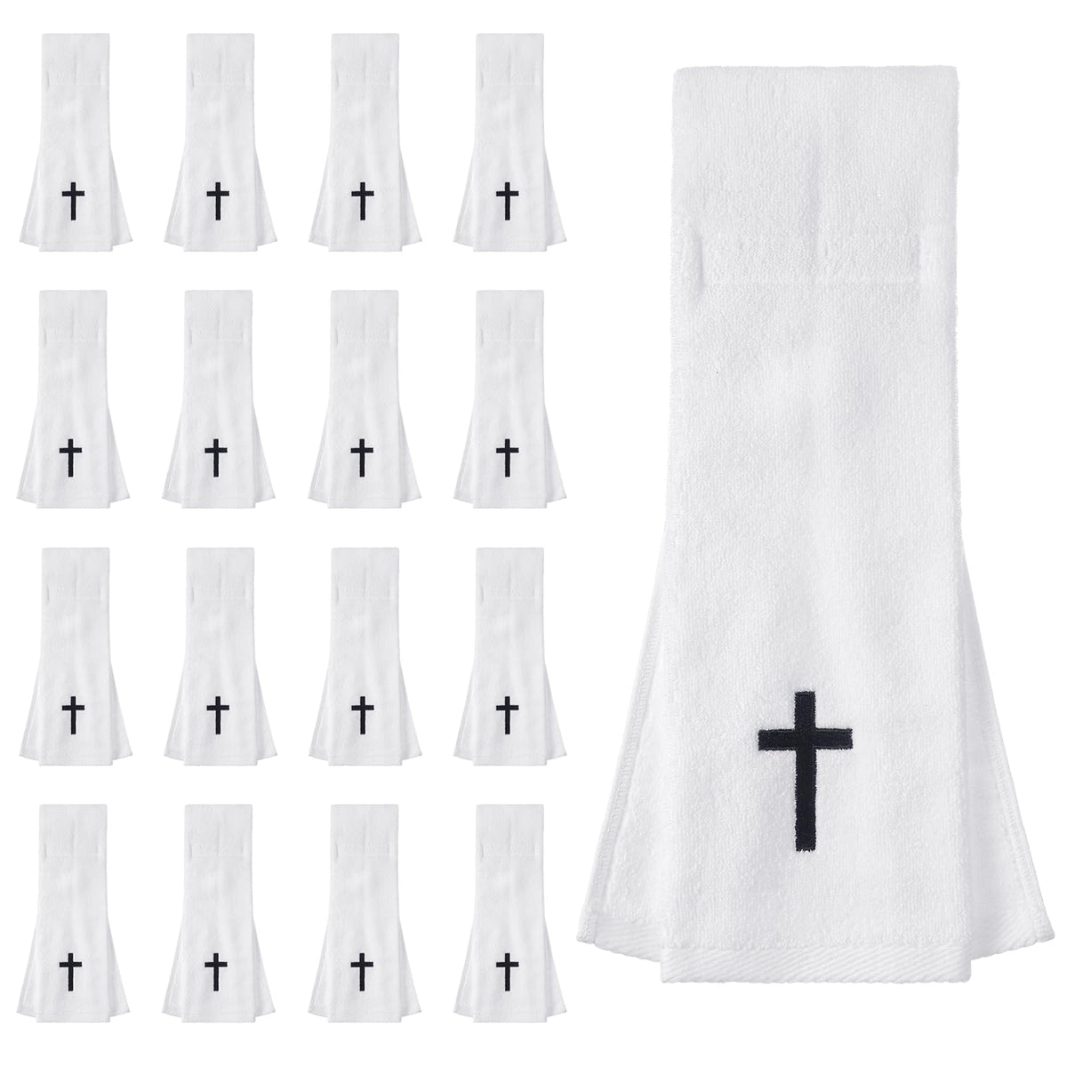 HunnmingRe front view of 16-pack towel packaging showing quantity and cross design for team use
