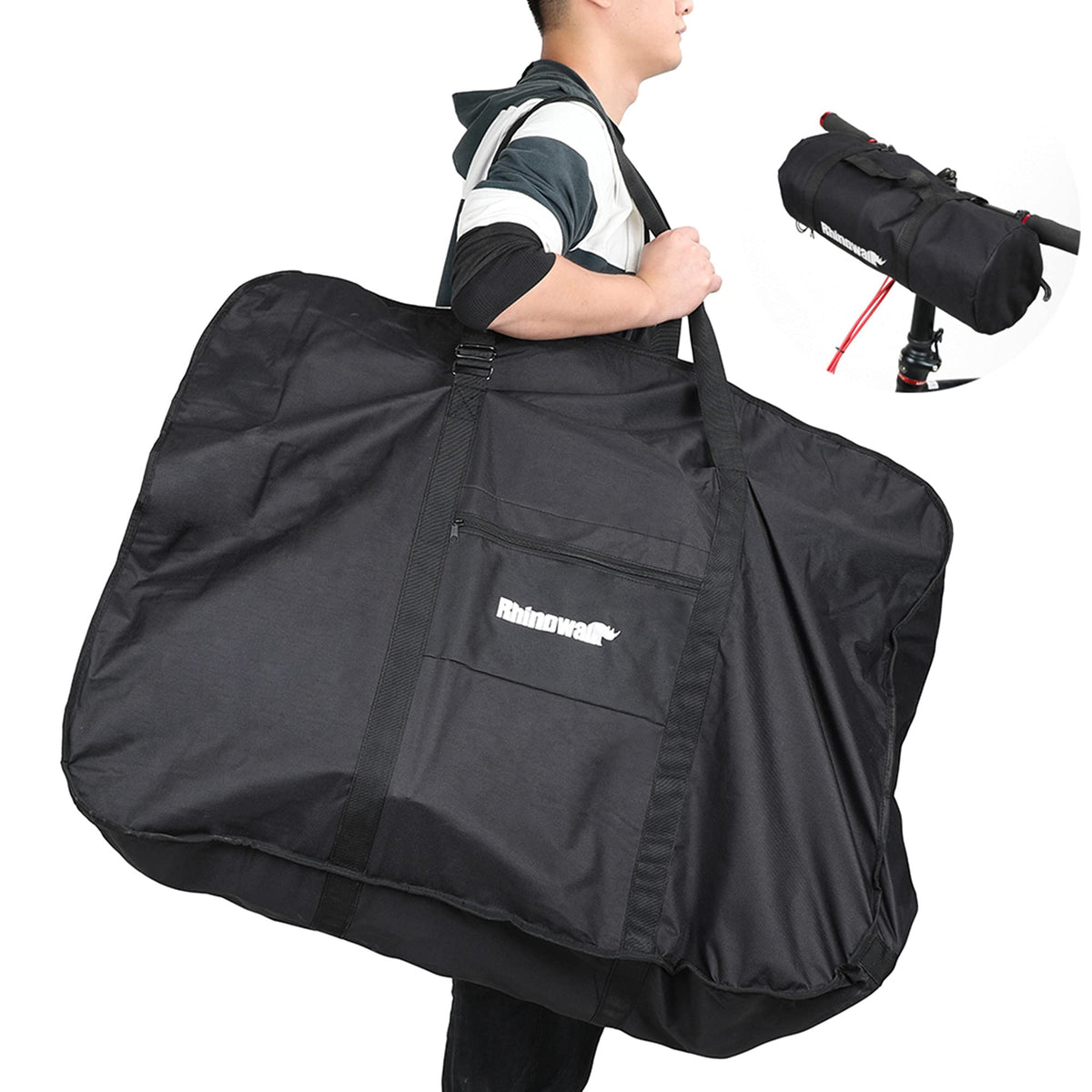HUNTVP front view of the 26-inch bike travel bag showing protection benefit