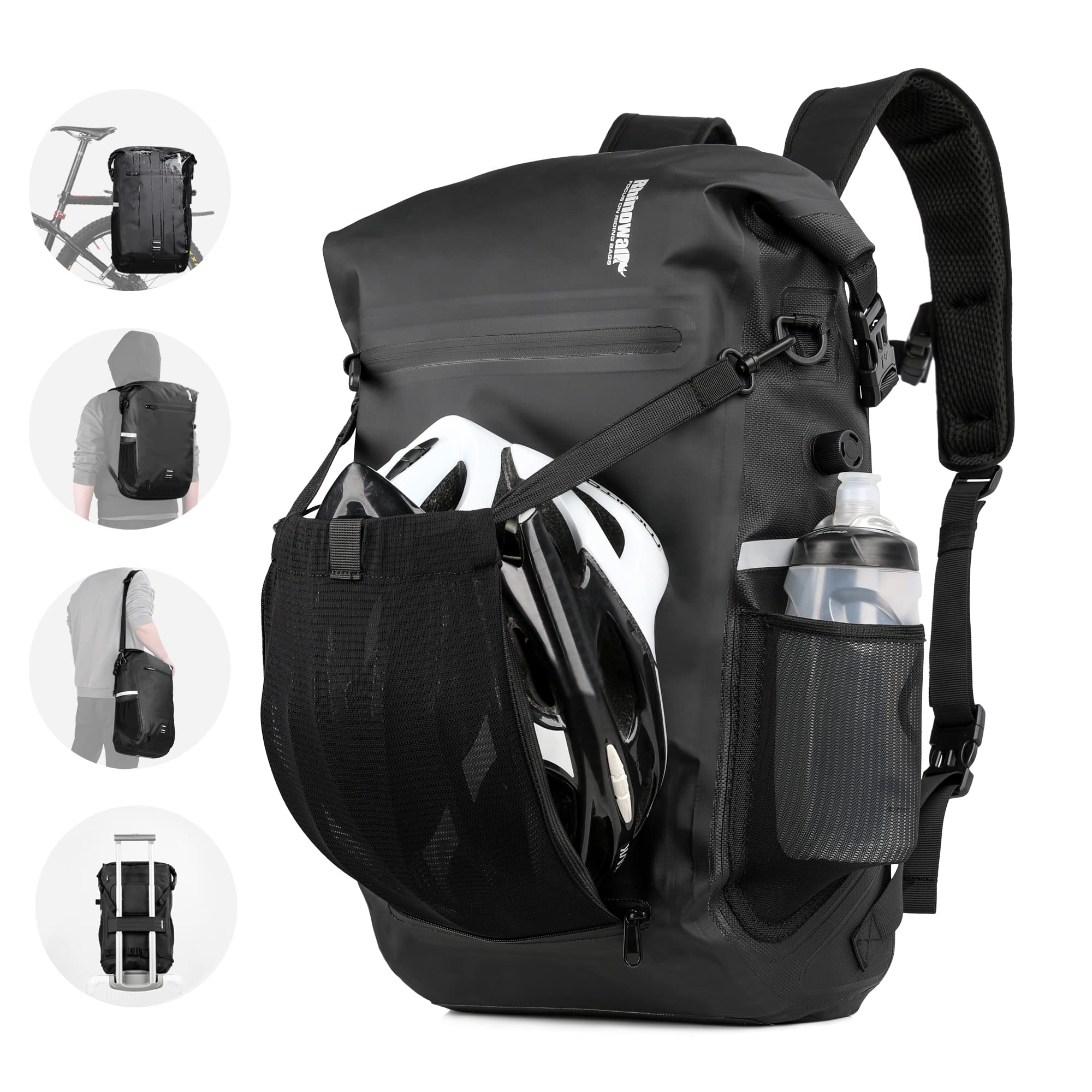 HUNTVP front view on rack showing secure rear-seat mounting and storage benefit