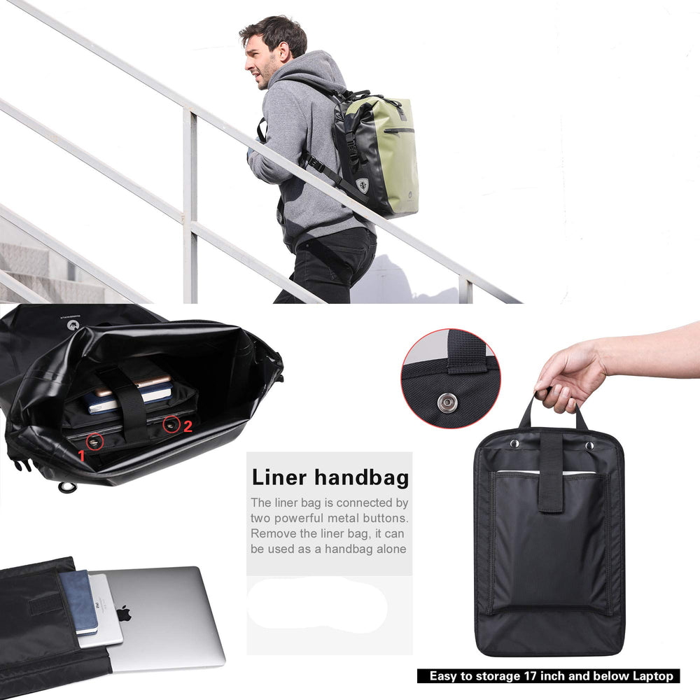 HUNTVP detachable inner handbag holding a 17-inch laptop safely