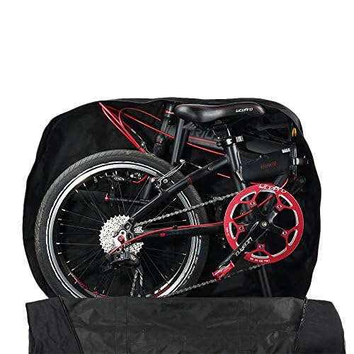 HUNTVP bag next to ruler for size comparison demonstrating fit for 14–20" bikes