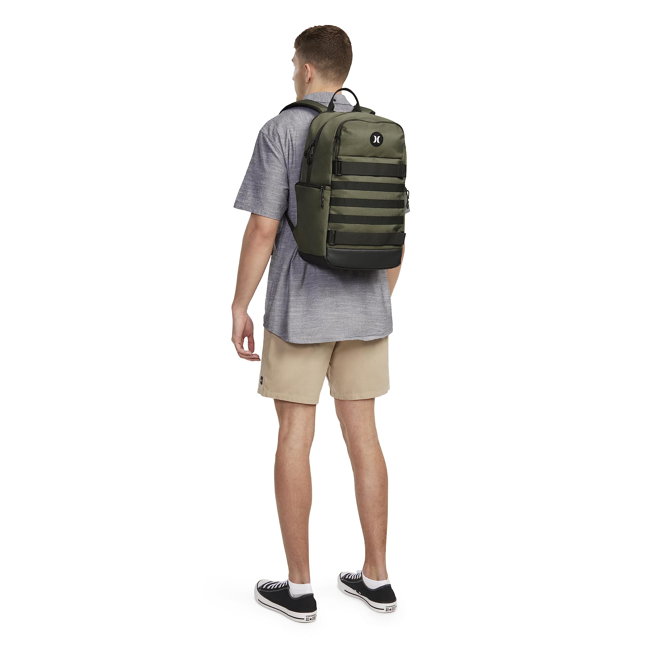 Hurley open pack revealing padded laptop compartment protecting device