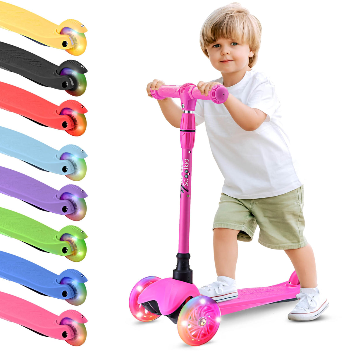 Hurtle pink scooter front view showing compact design and kid-friendly look
