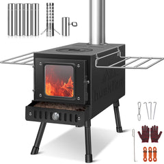 Huskfirm front view packed stove showing foldable design and easy transport benefit