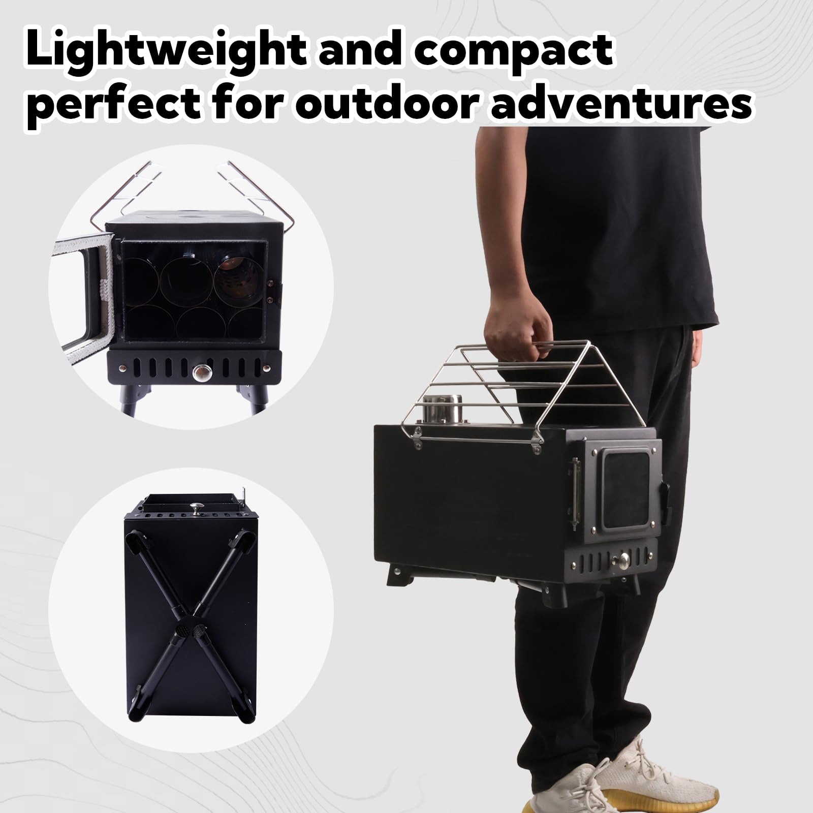 Huskfirm stove placed inside canvas tent demonstrating warmth and compact footprint