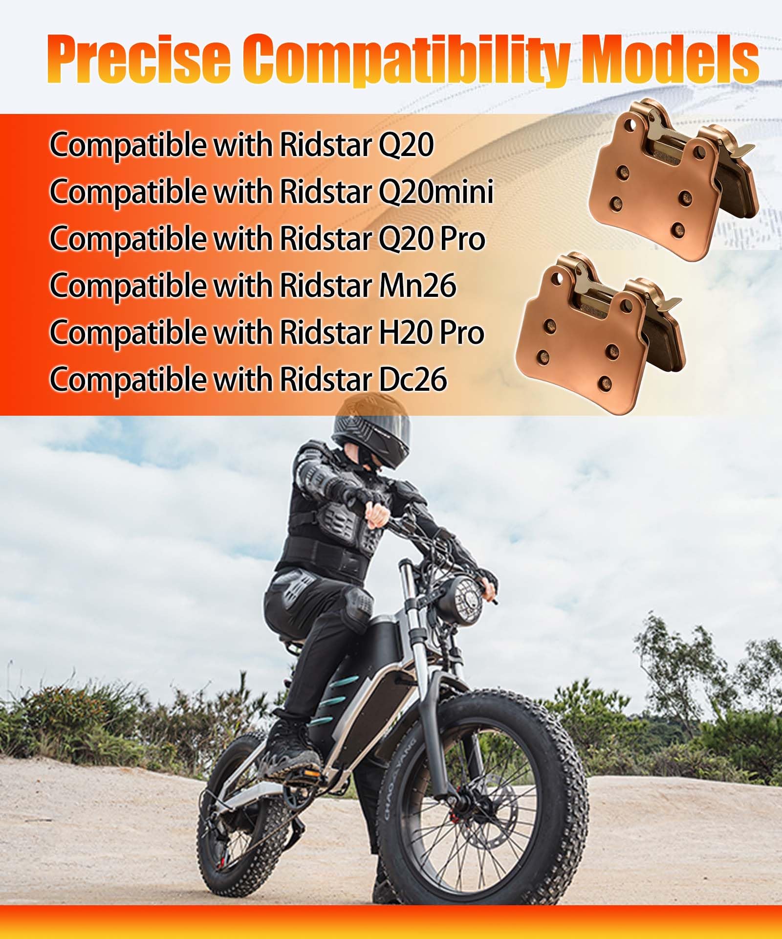 Hustimo pads installed on Ridstar caliper demonstrating secure fit and control