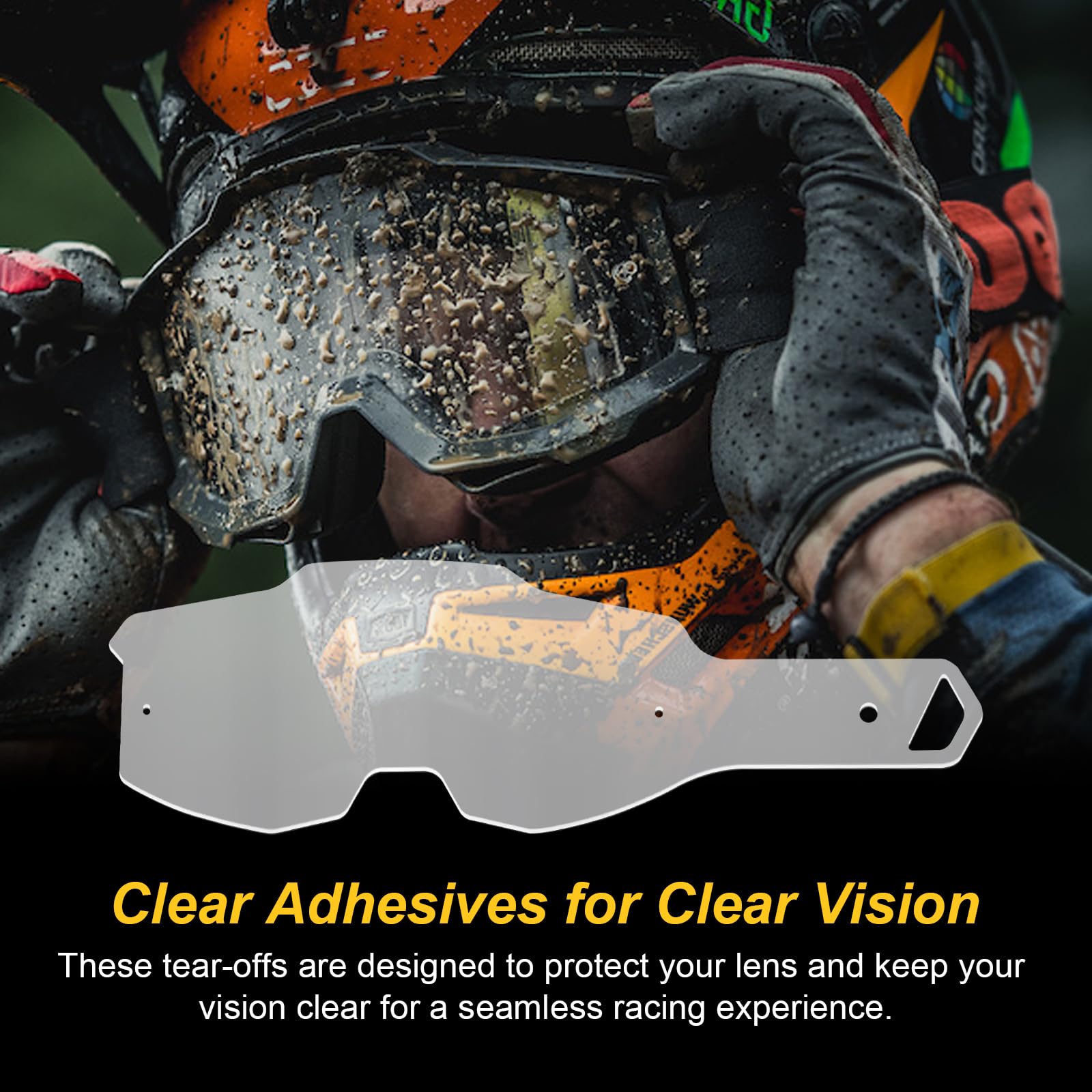 HWEIUA tear-offs mounted on Armega goggles showing quick layer removal