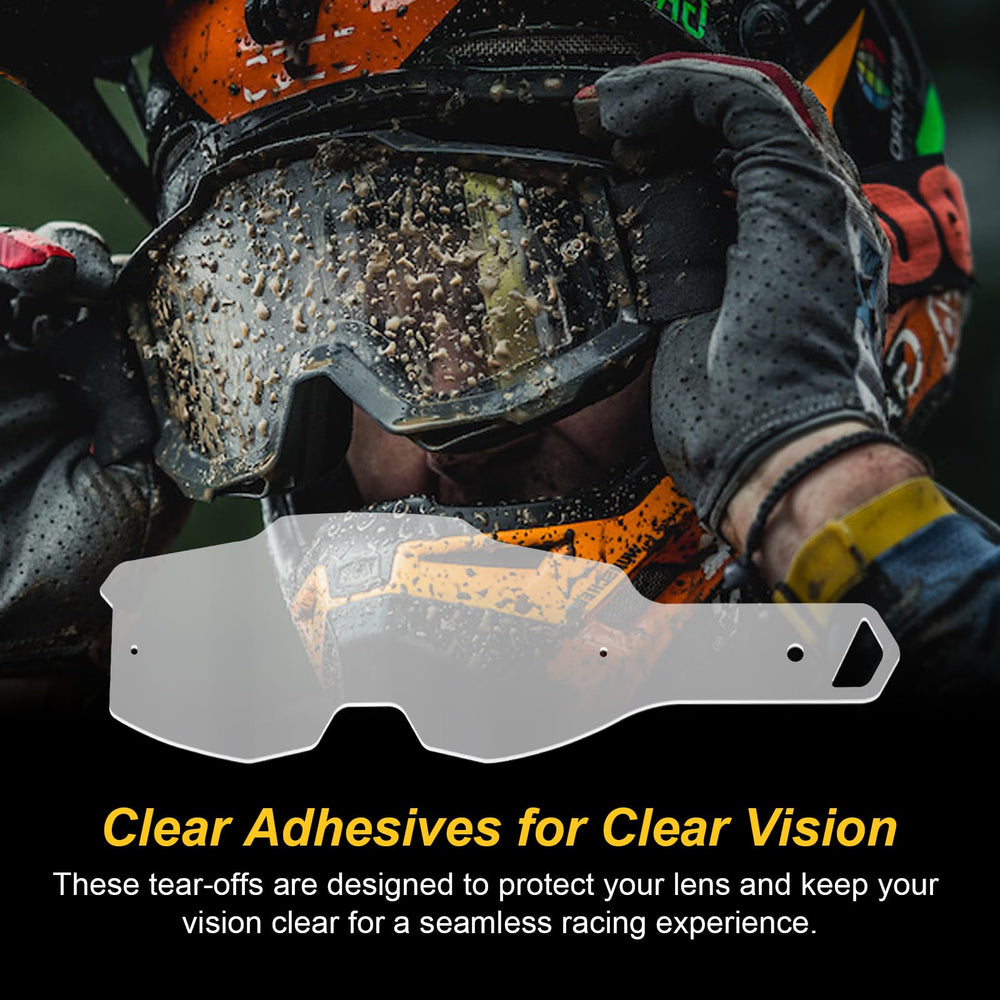 HWEIUA tear-offs mounted on Armega goggles showing quick layer removal