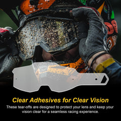 HWEIUA tear-offs mounted on Armega goggles showing quick layer removal