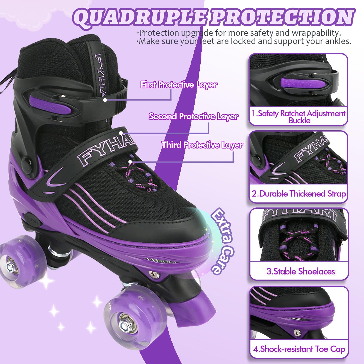 HXWY heel and double rubber brake showing controlled stopping safety
