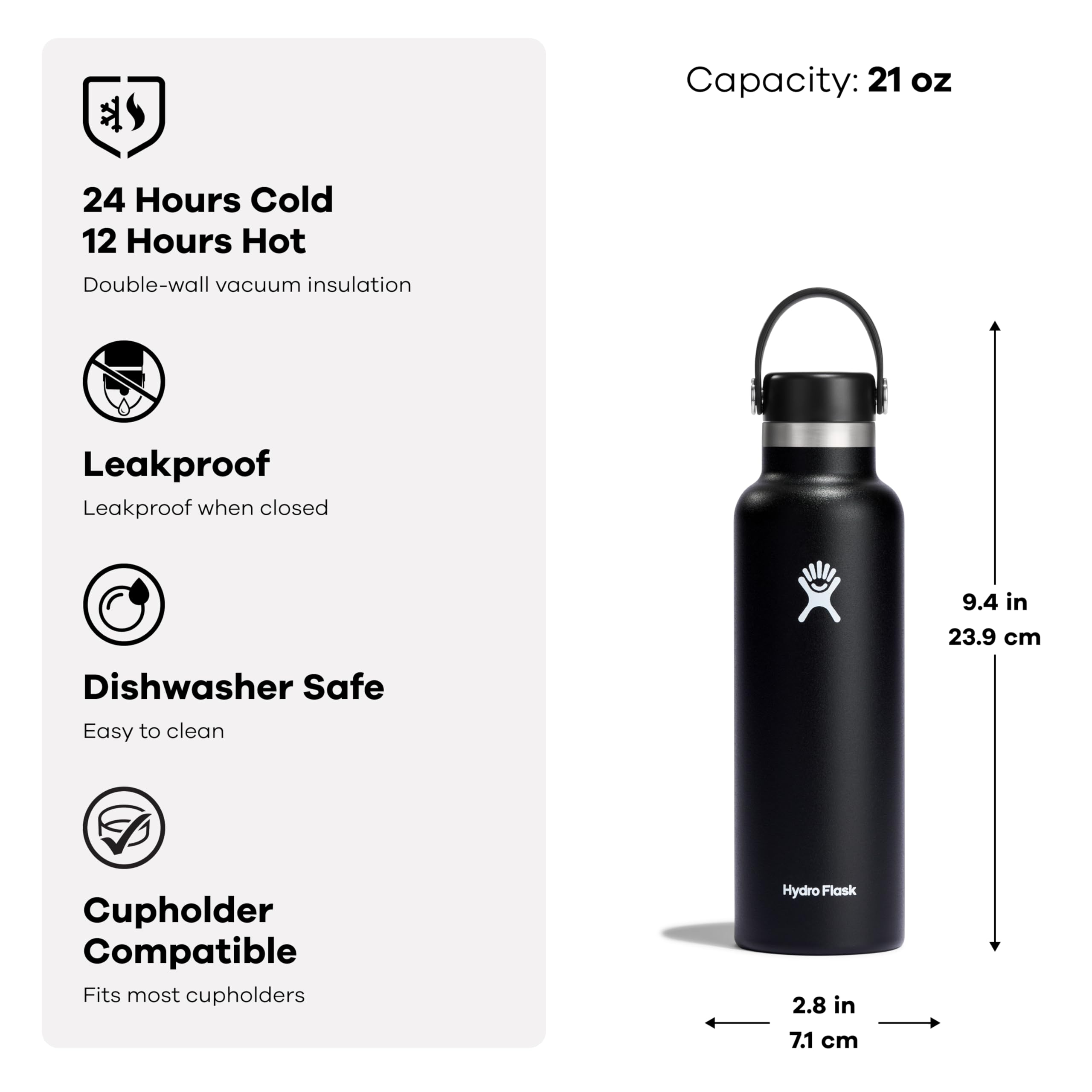 Hydro Flask bottle and lid on dishwasher rack, indicating easy cleaning and color retention