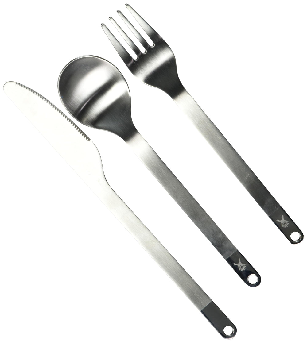Hydro Flask stacked utensils secured by removable lanyard, compact storage benefit