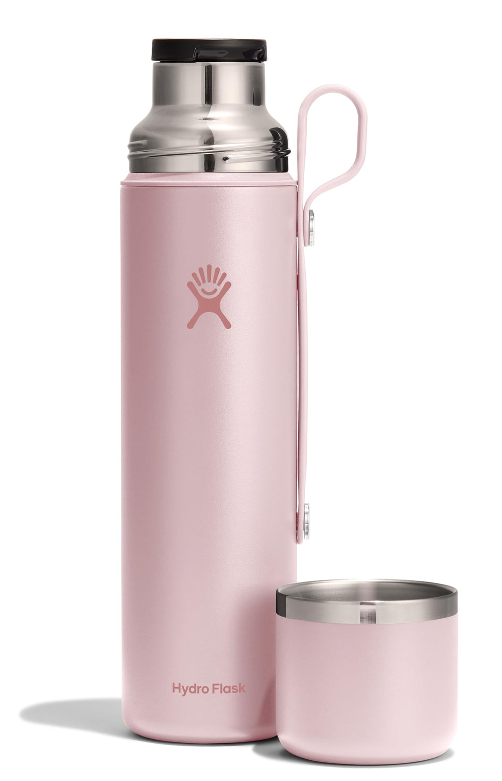 Hydro Flask with cup attached demonstrating quick serve convenience