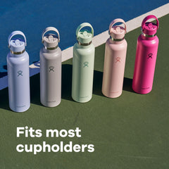 Hydro Flask held in hand mid-sip showing convenient one-handed access benefit
