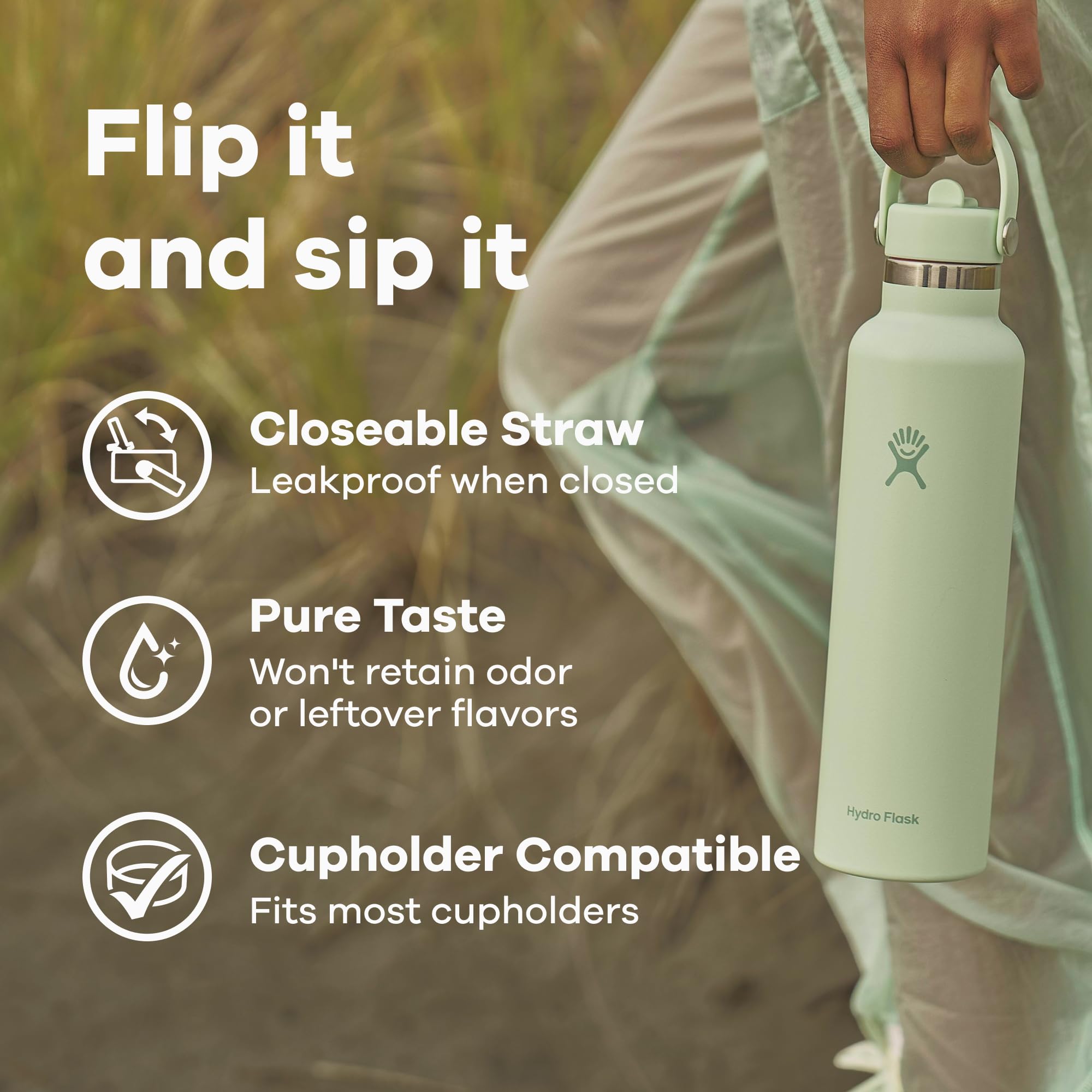 Hydro Flask straw lid disassembled for cleaning showing hygiene benefit