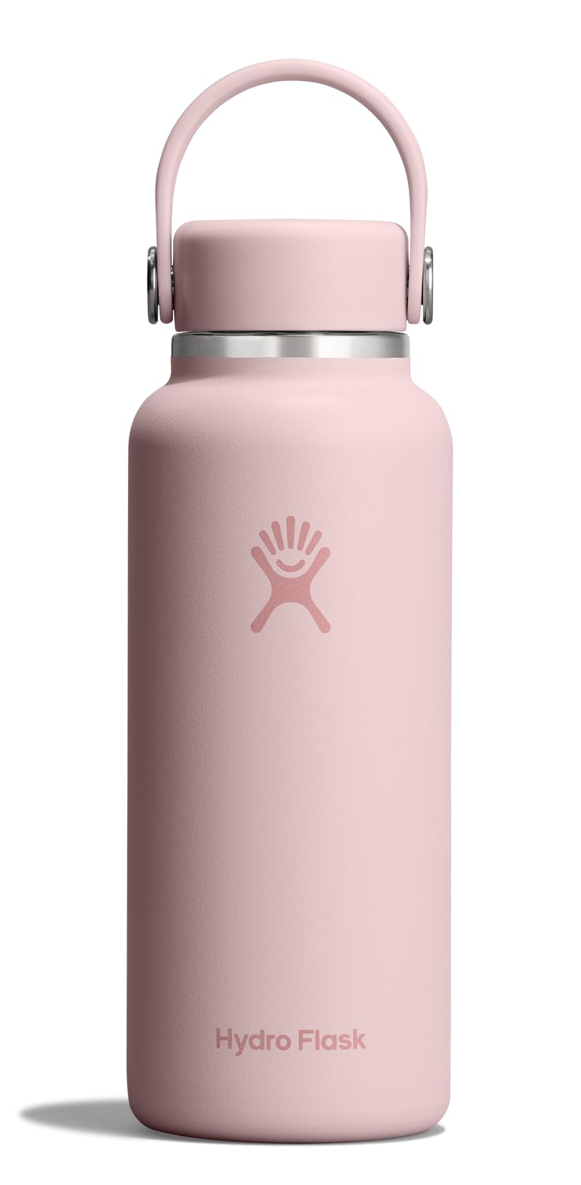 Hydro Flask front view in Trillium Pink showing compact design and portability