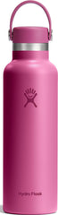 Hydro Flask reef pink front view showing full bottle and color-matched cap, stylish portability