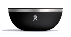Hydro Flask front view showing black insulated serving bowl and lid, durable design benefit