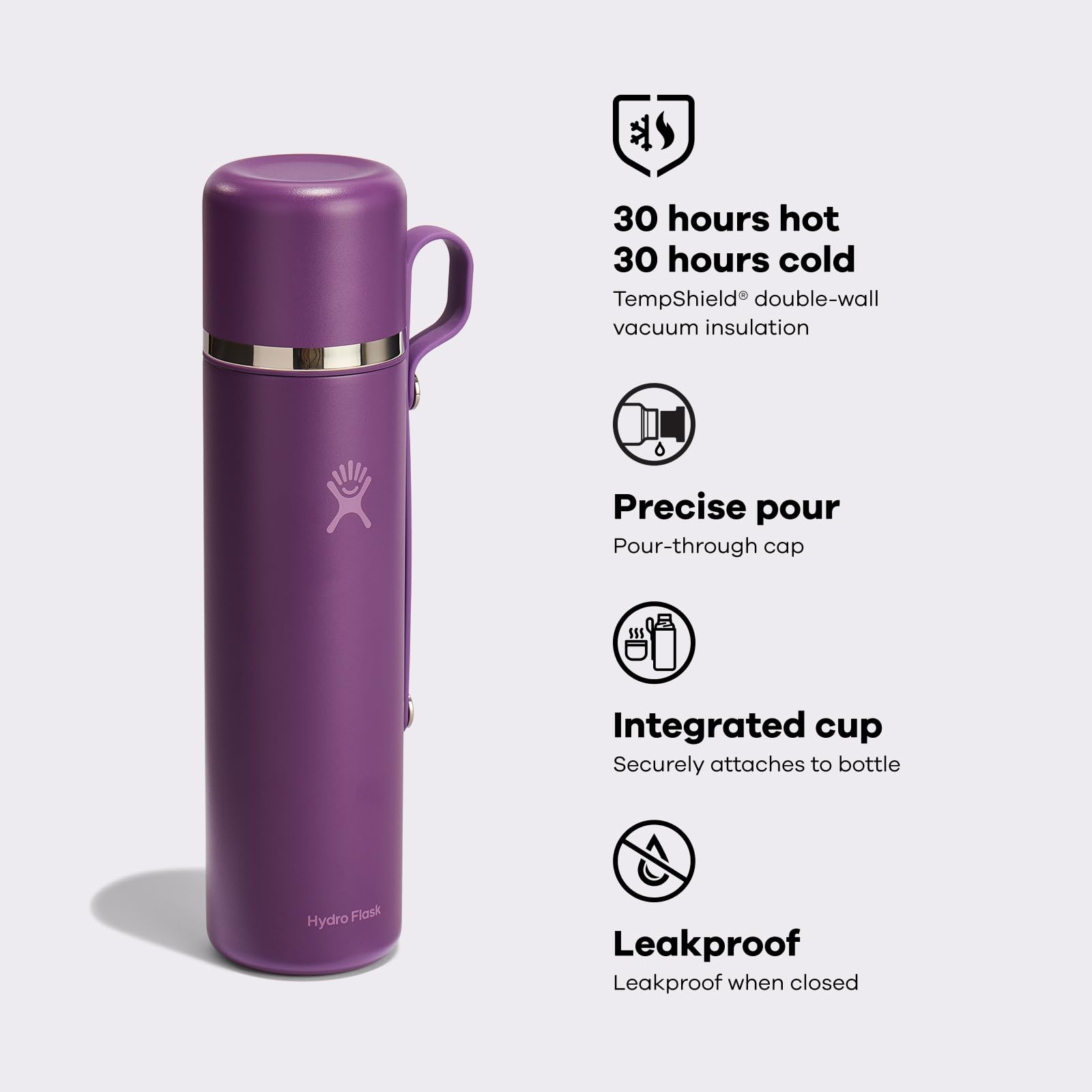 Hydro Flask stainless steel interior showing pure-taste, no flavor transfer