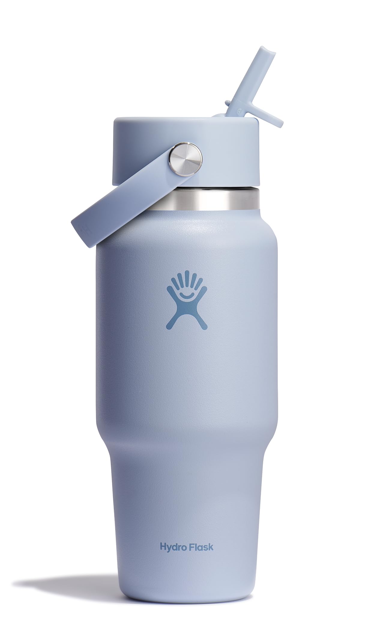 Hydro Flask front view in surf blue showing bottle shape and color benefit: visibility