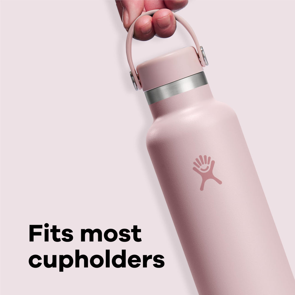 Hydro Flask open top with ice cubes visible, showing how it fits ice for long-lasting cold