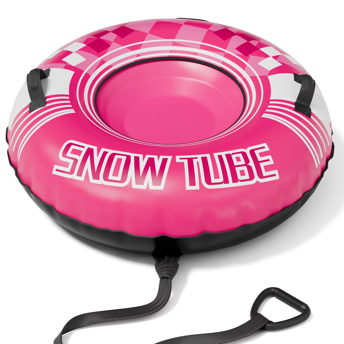 Hyfoo front view of inflated tube showing durable canvas cover and handles for safe rides