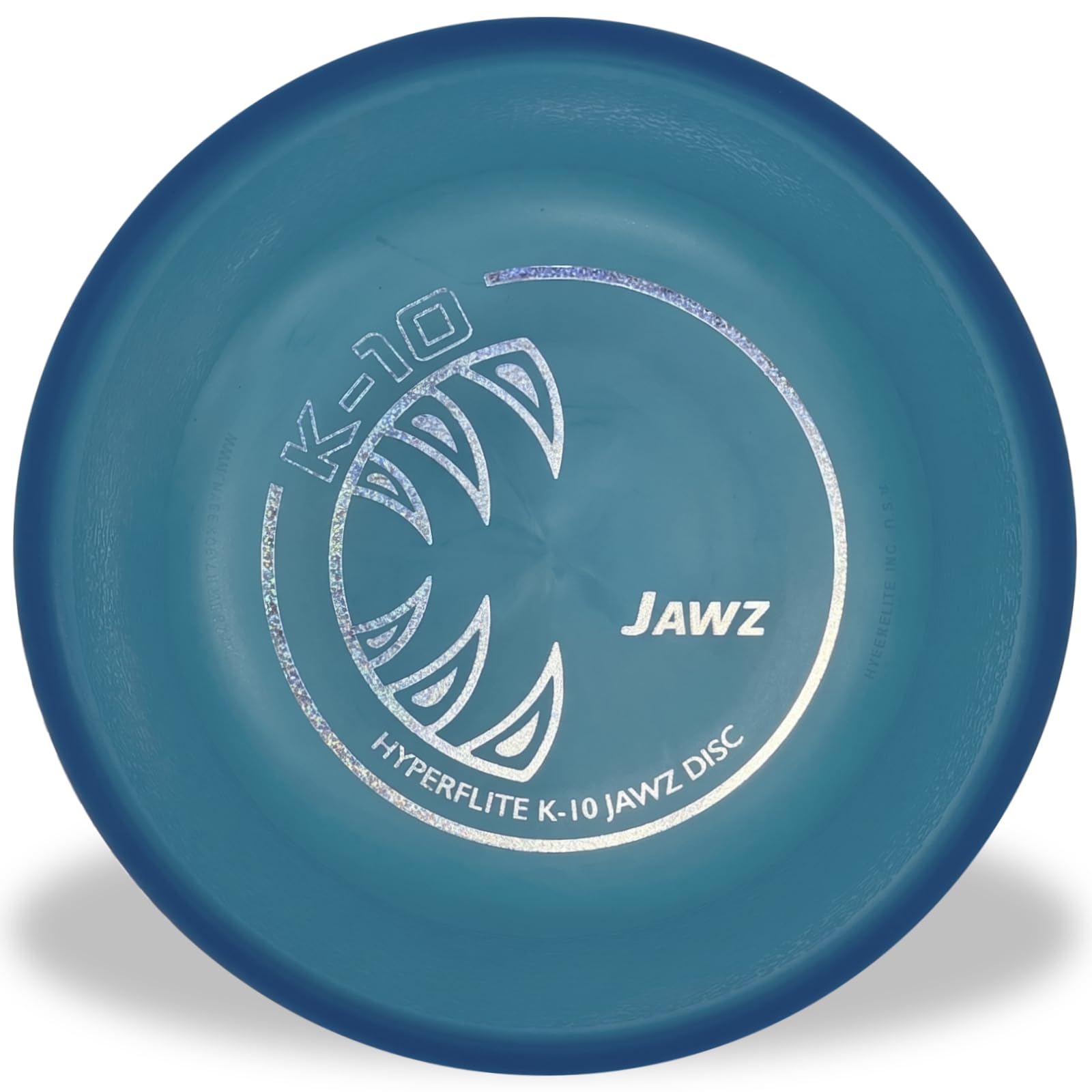 Hyperflite K-10 Jawz front view showing durable disc and bright color benefit