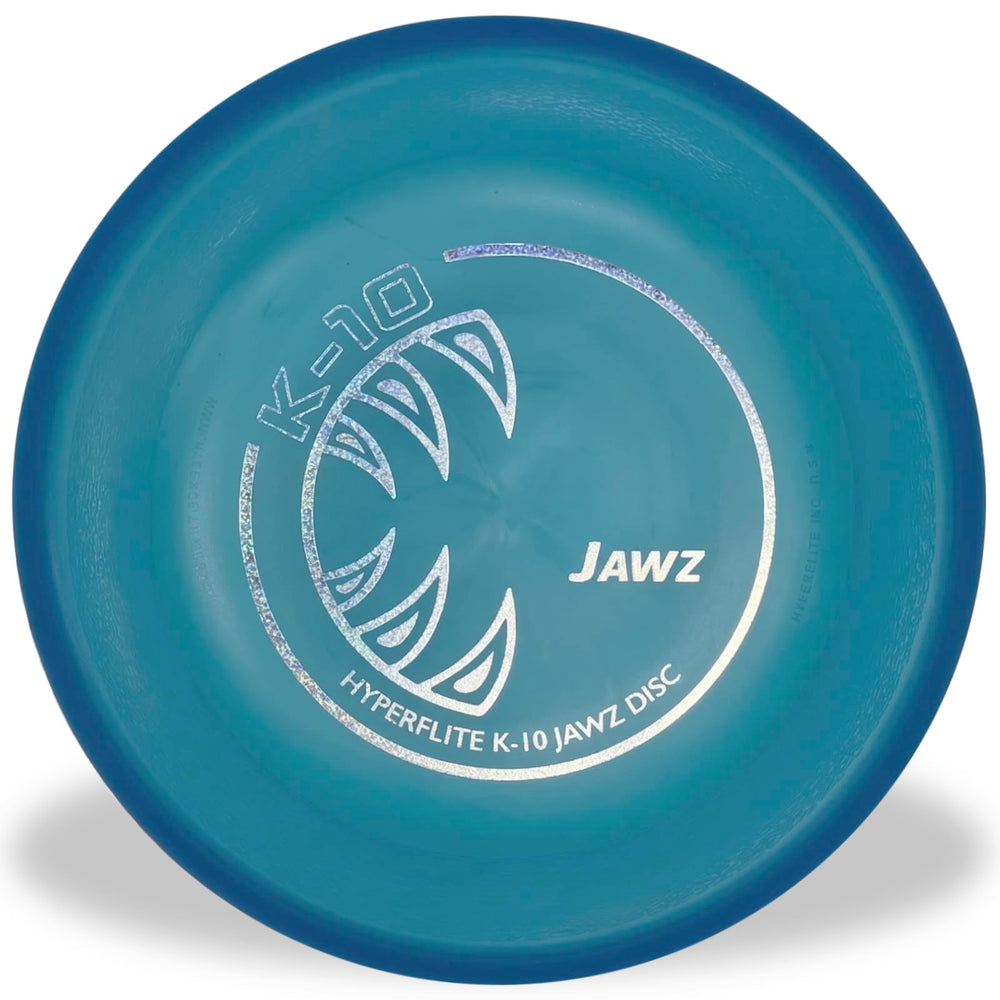 Hyperflite K-10 Jawz front view showing durable disc and bright color benefit
