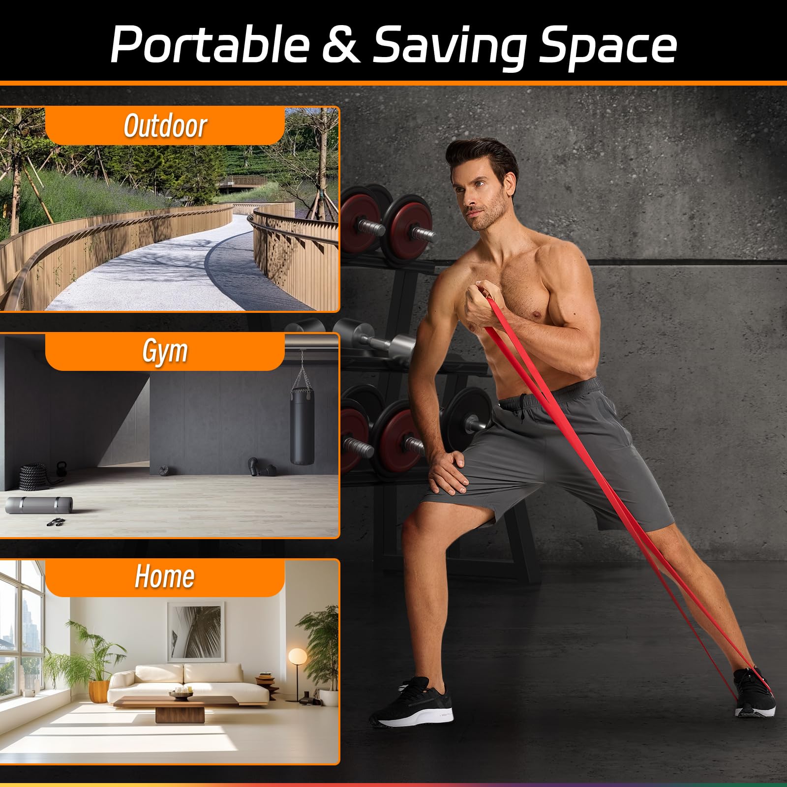HZFAMZ loop band around leg showing scale and versatile lower-body training benefit