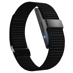 IAMJOY wristband front view showing sleek black design and durable casing benefit comfort
