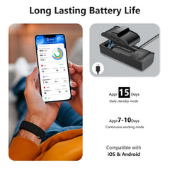 IAMJOY wristband worn while running shows activity tracking and fitness motivation