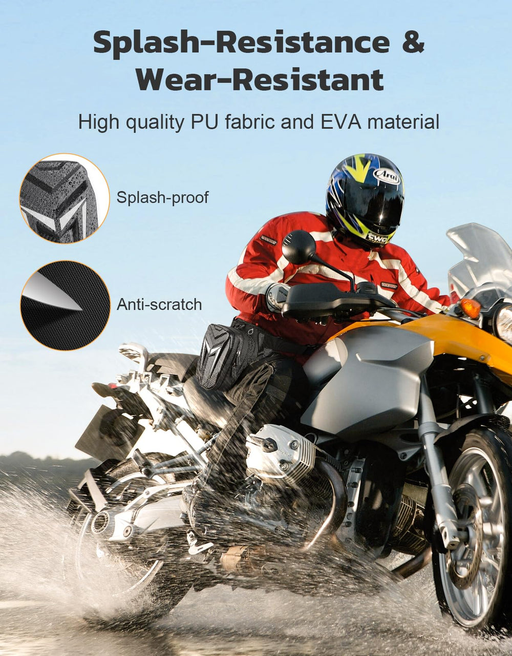 iBytoc worn on thigh lifestyle shot showing fit and mobility benefit: hands-free convenience