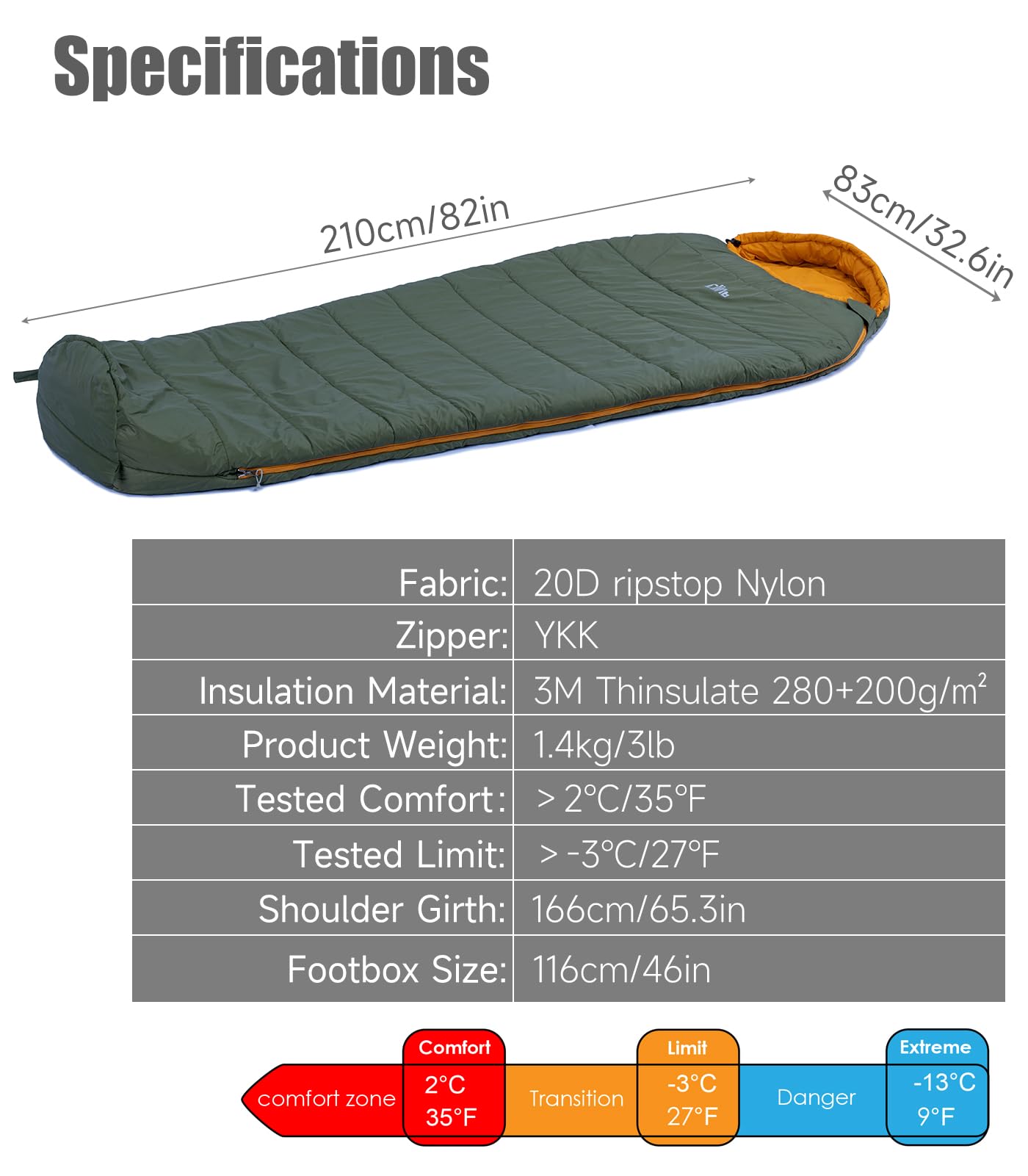 iClimb sleeping bag compressed in included stuff sack for compact travel