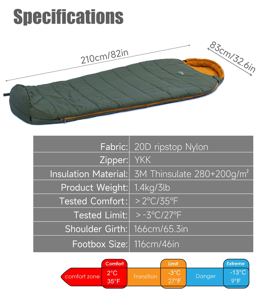 iClimb sleeping bag compressed in included stuff sack for compact travel