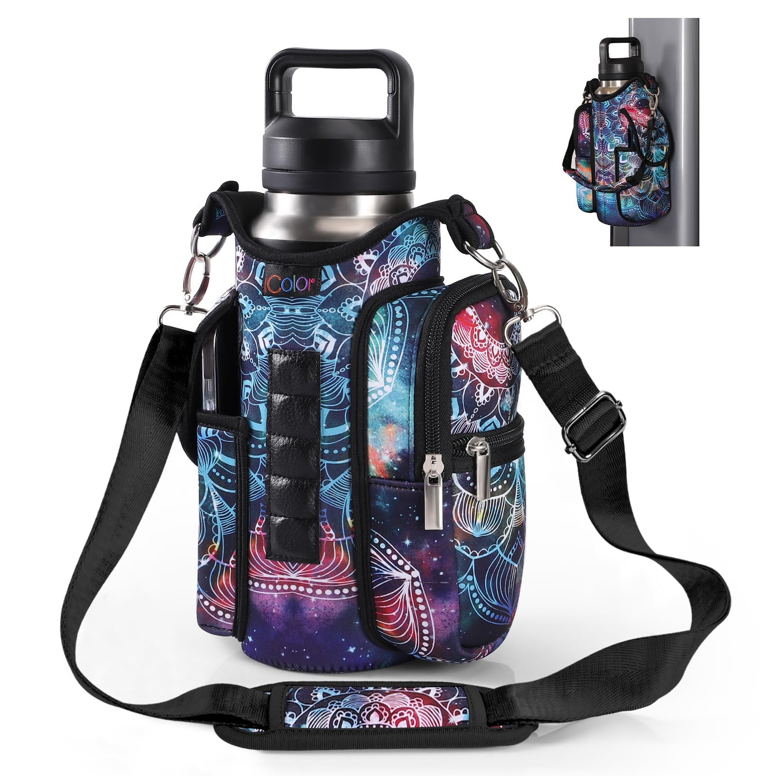 icolor front view mandala design showing full carrier and pockets for style and organization