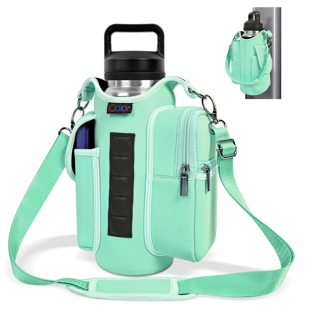 icolor front view showing strap and clean profile for easy carry