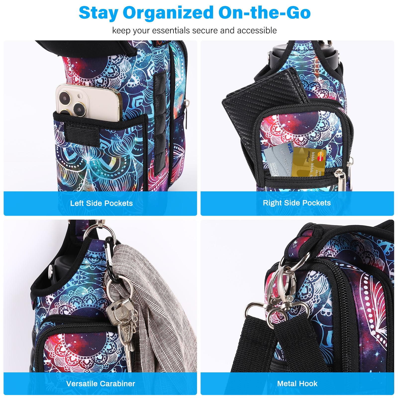 icolor adjustable shoulder strap and handle for comfortable carry and quick grab