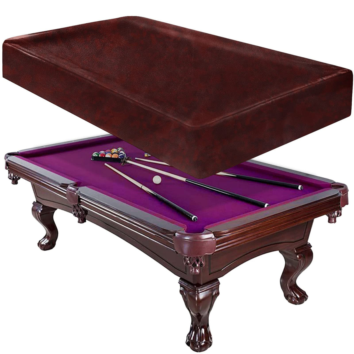 i COVER front view of brown 8ft pool table cover showing full fit and protection
