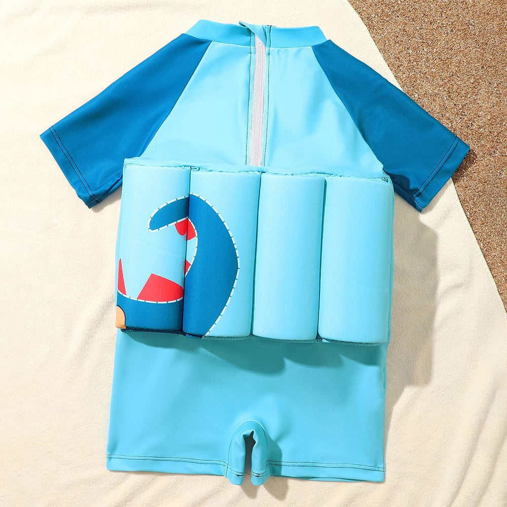 IDOPIP swim suit on child for scale showing age-appropriate sizing