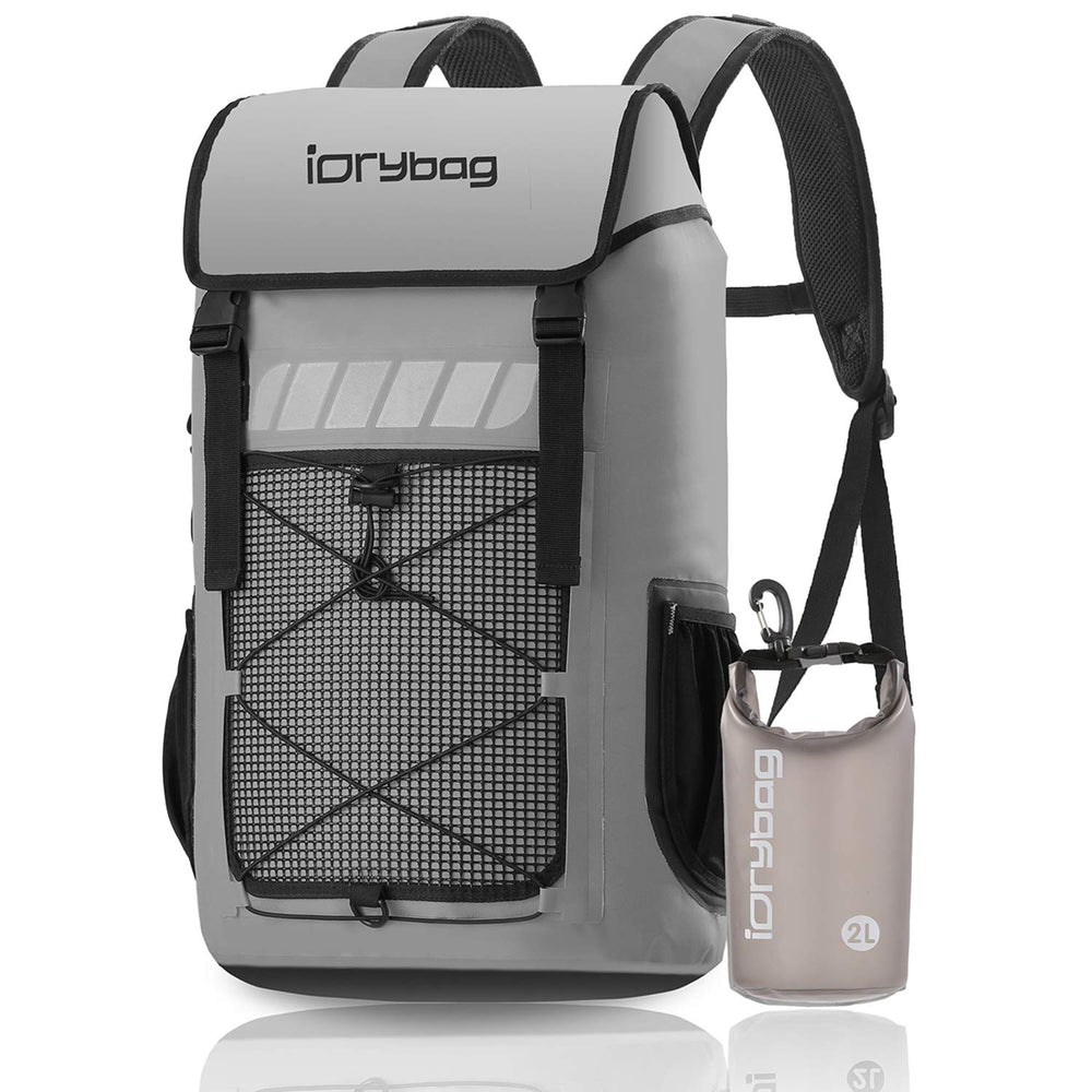 IDRYBAG front view showing roll-top seal and durable exterior benefit waterproof protection