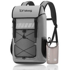 IDRYBAG front view showing roll-top seal and durable exterior benefit waterproof protection
